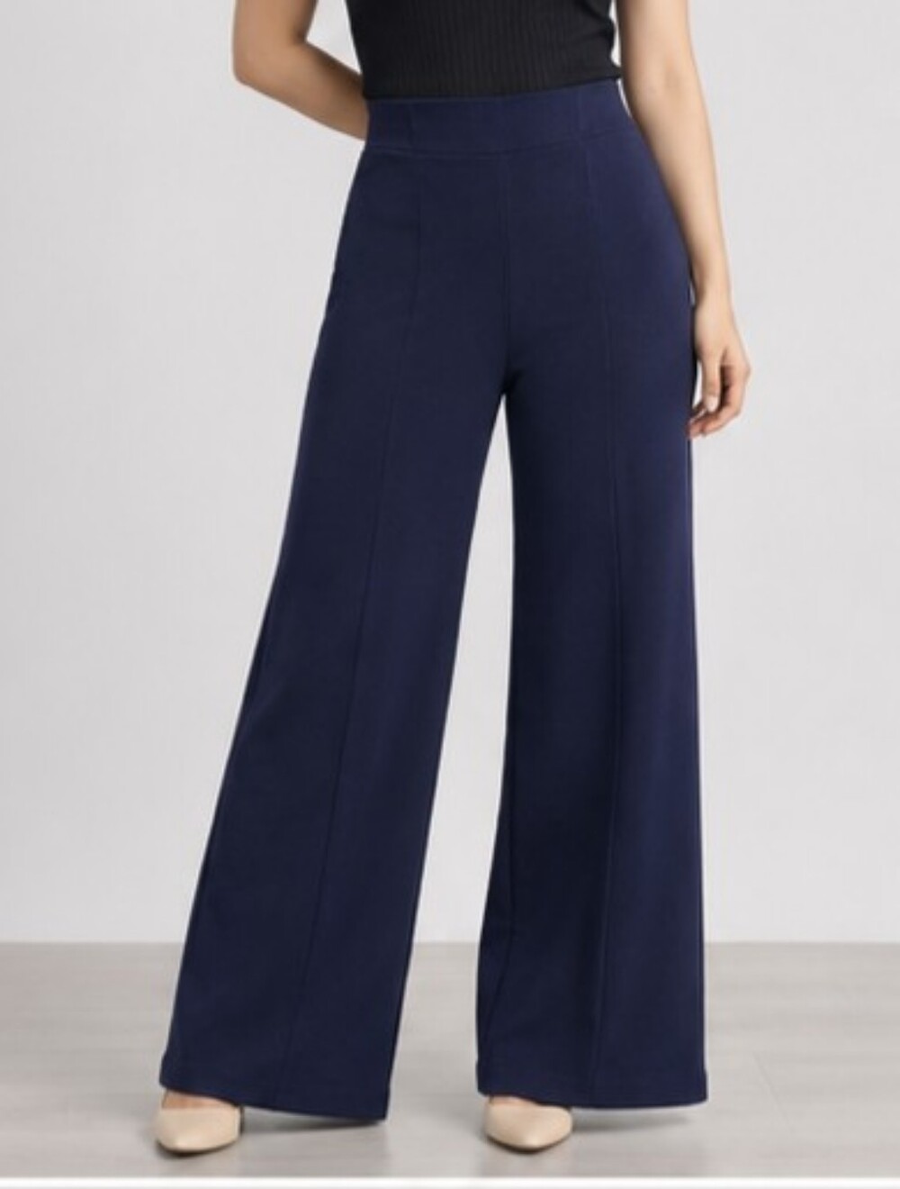 Christian Siriano New York Wide Leg Pants Womens XS Deep Navy Blue Pull On Work